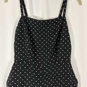 Old Navy Black/White Polka Dot Smocked Back Wide Leg Jumpsuit